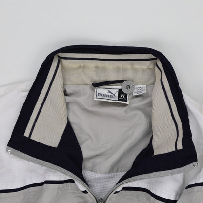 PUMA Vintage Grey White XL Track Jacket Polyester Mock Neck Windbreaker