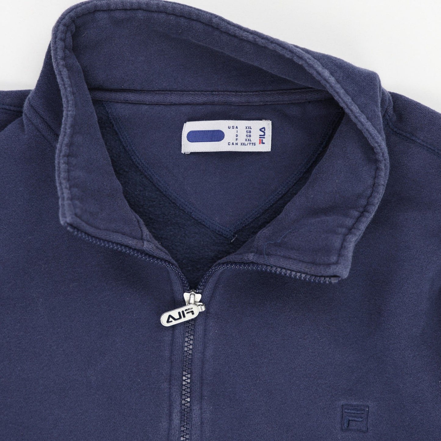 Fila Vintage Navy Blue Quarter Zip Fleece Sweatshirt XXL