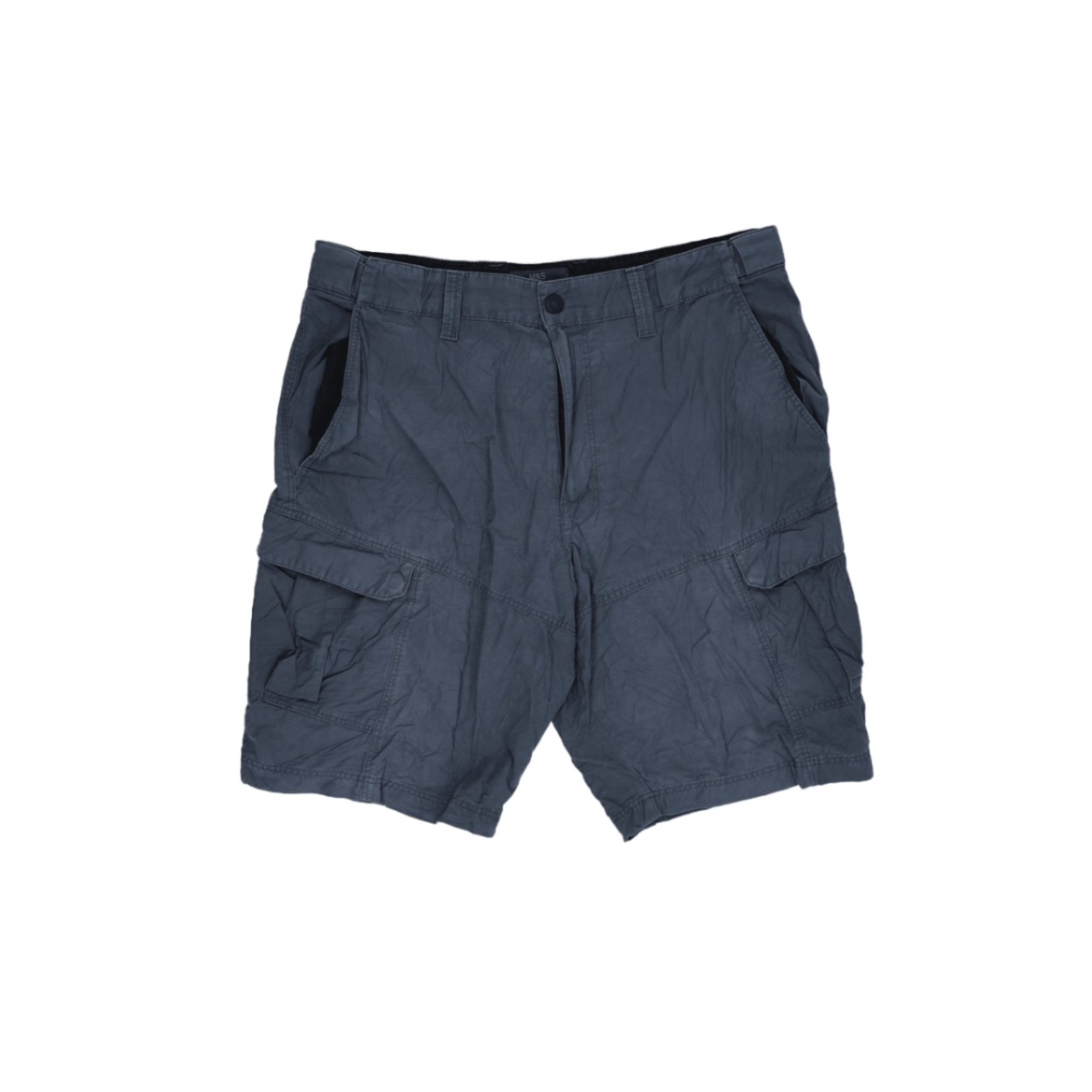M&S Navy Blue Cotton Cargo Shorts Size Large 36 Inseam Used Excellent