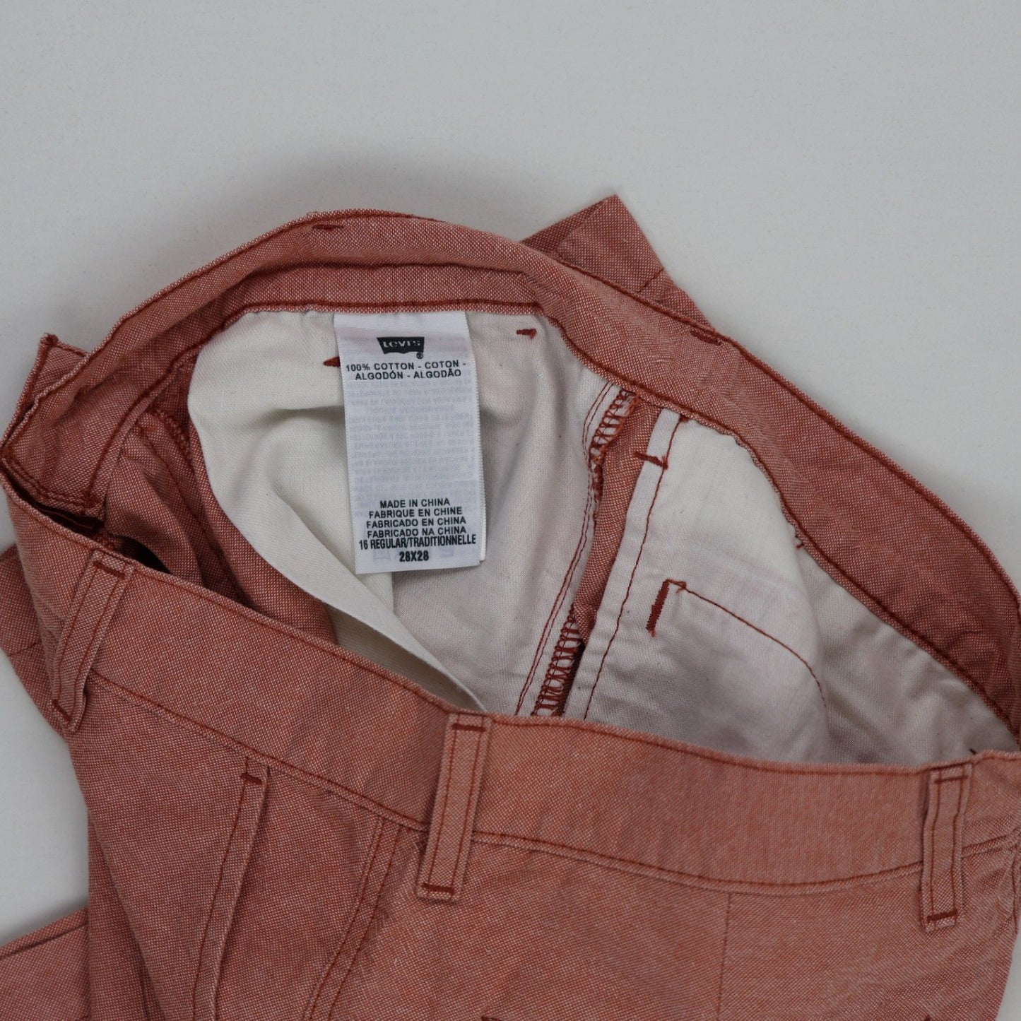 Levi's Tailored Shorts Rust Red 28x28 100% Cotton Men's Clothing