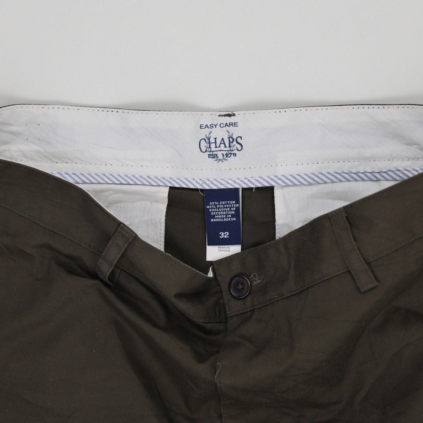 Chaps Olive Chino Shorts 32 Inseam 32 Waist Size 55 Cotton 45 Polyester