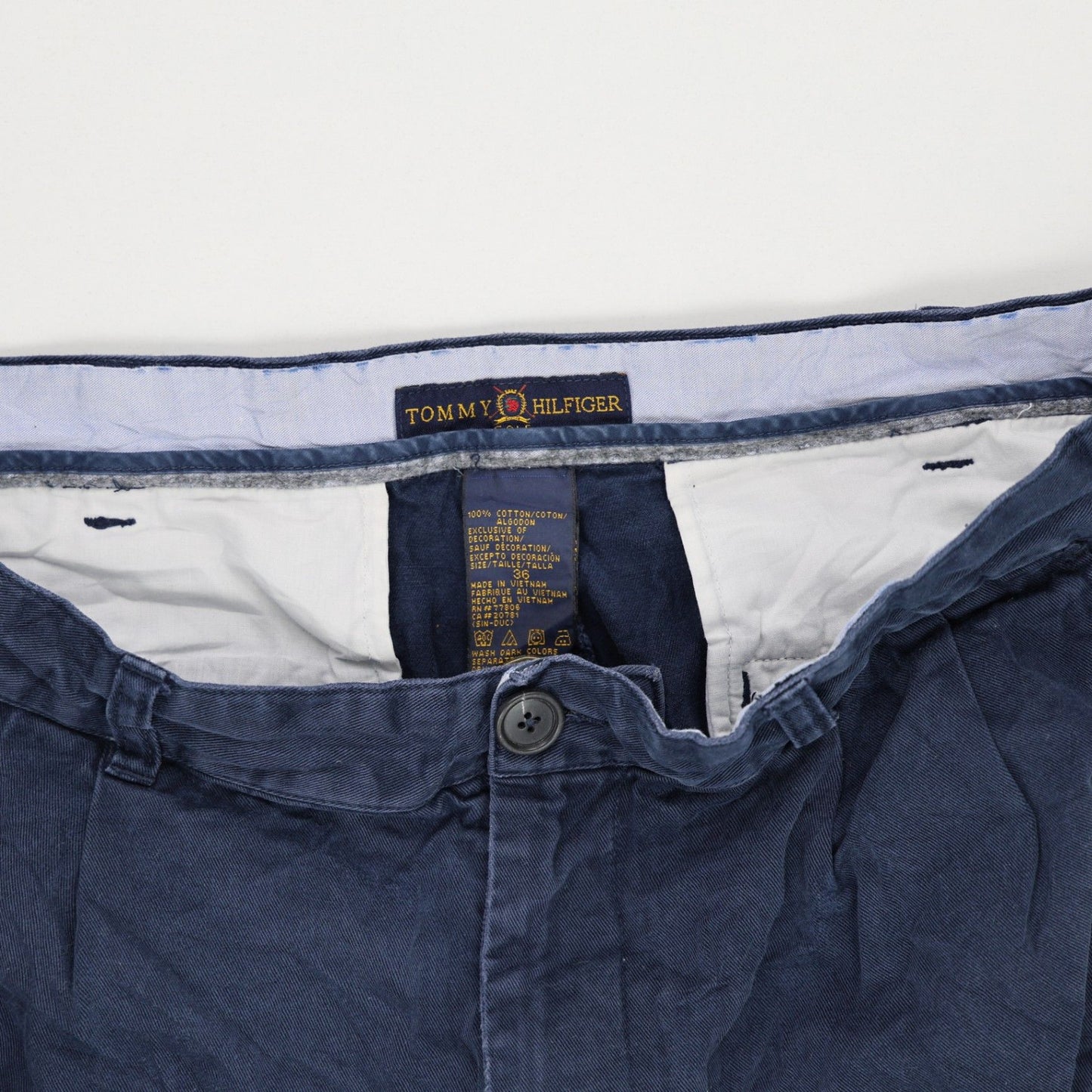 Tommy Hilfiger Navy Chino Shorts 34 Waist 21 cm Inseam 100 Cotton Mens