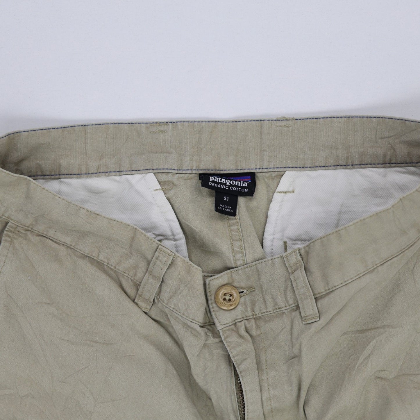 Patagonia Men's Casual Shorts 31 in Khaki Organic Cotton 8 in Inseam
