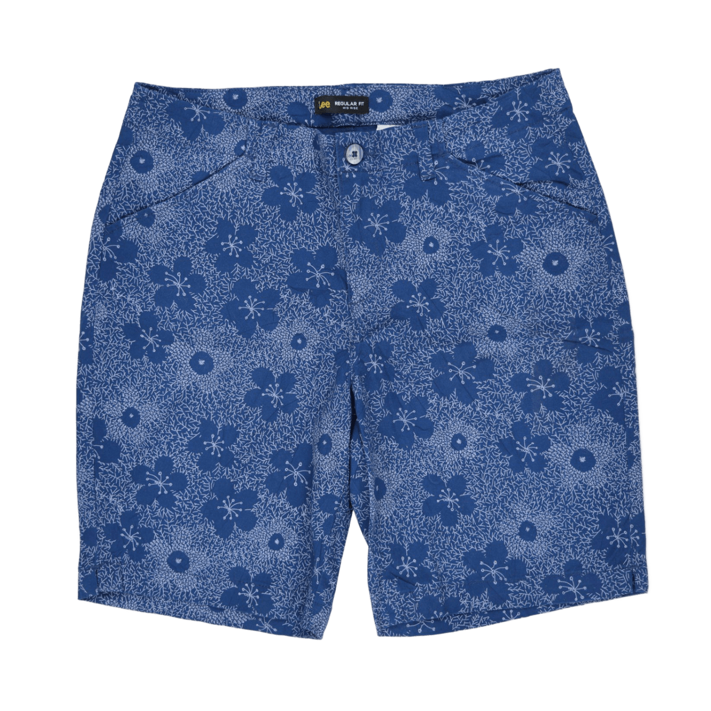 Lee Regular Fit Blue Floral Print Shorts W34 Cotton Casual