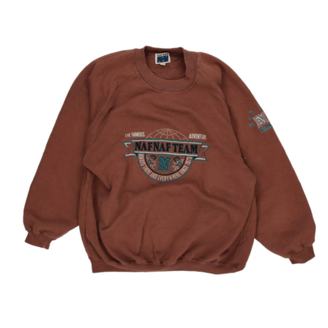 NAF NAF Vintage Brown Crew Neck Sweatshirt Large Cotton Blend Mens