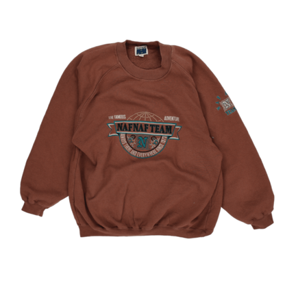 NAF NAF Vintage Brown Crew Neck Sweatshirt Large Cotton Blend Mens