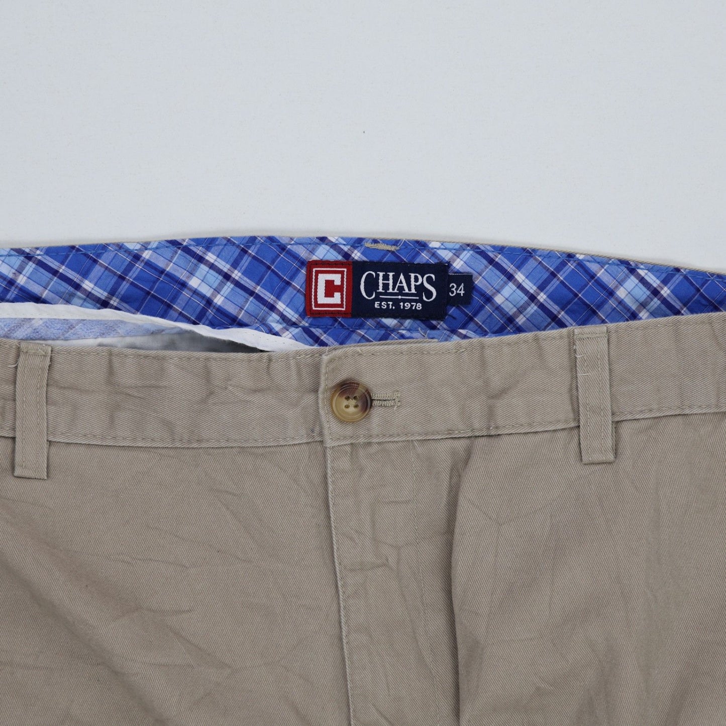 Chaps Smart Casual Shorts Khaki 34 Inch Waist 9 Inch Inseam Cotton Men's Clothing