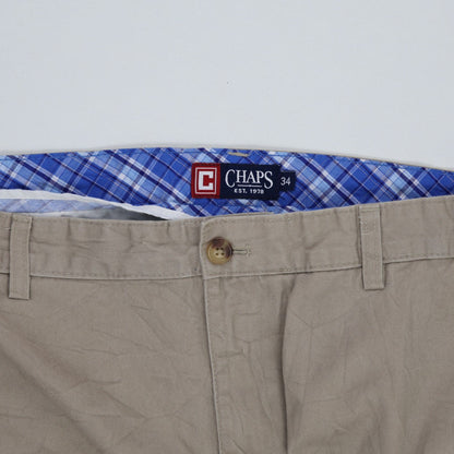 Chaps Smart Casual Shorts Khaki 34 Inch Waist 9 Inch Inseam Cotton Men's Clothing