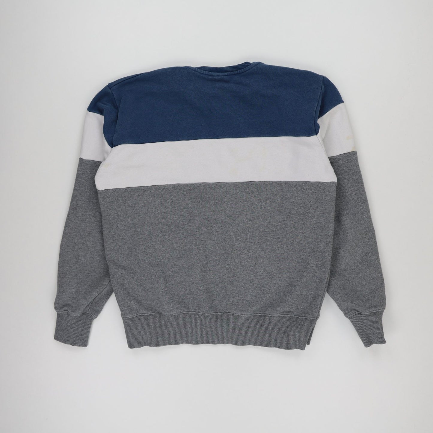 Ellesse XXL Tricolour Logo Crew Neck Sweatshirt Grey White Blue Cotton Blend Vintage