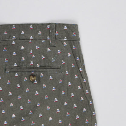 Nautica Olive Green Sailboat Print Cotton Shorts 34W