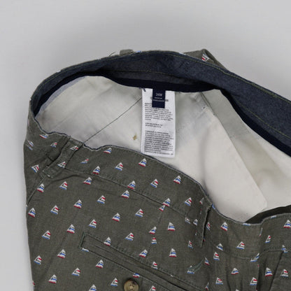 Nautica Olive Green Sailboat Print Cotton Shorts 34W