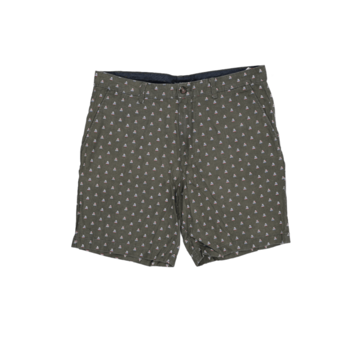 Nautica Olive Green Sailboat Print Cotton Shorts 34W