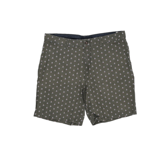 Nautica Olive Green Sailboat Print Cotton Shorts 34W