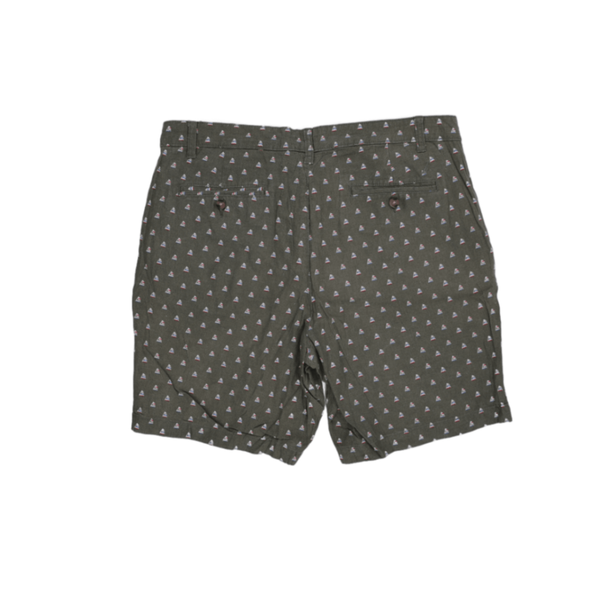 Nautica Olive Green Sailboat Print Cotton Shorts 34W