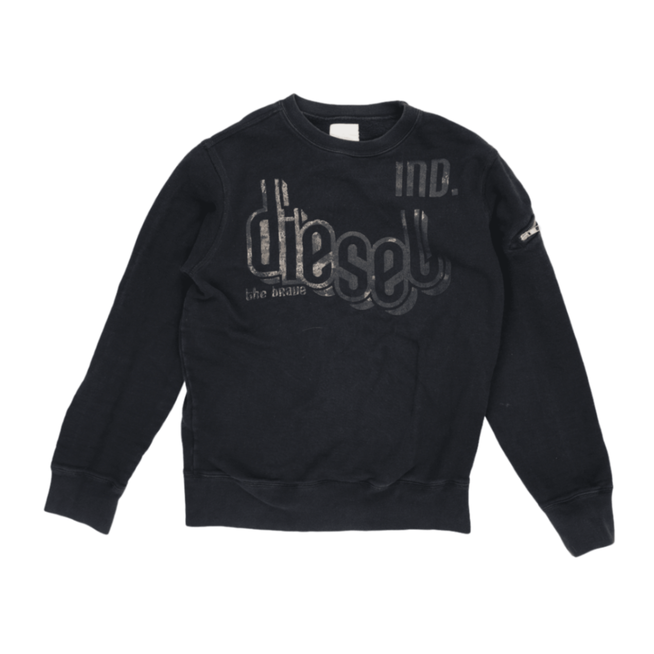 Diesel Black Vintage Crew Neck Sweatshirt Men Size Medium Cotton Blend