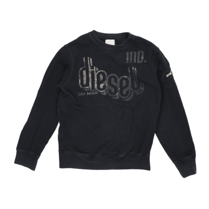 Diesel Black Vintage Crew Neck Sweatshirt Men Size Medium Cotton Blend