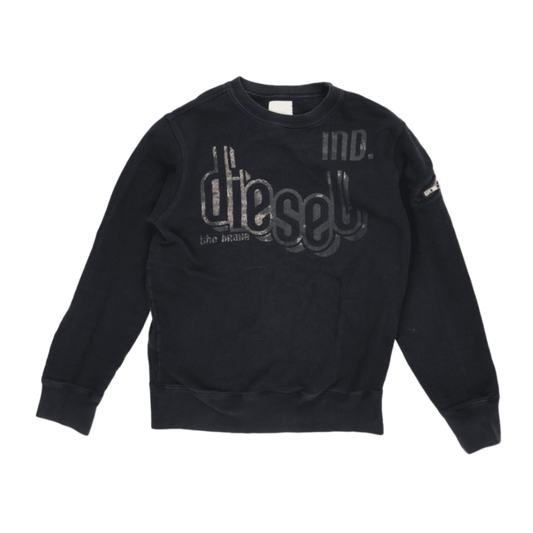 Diesel Black Vintage Crew Neck Sweatshirt Men Size Medium Cotton Blend