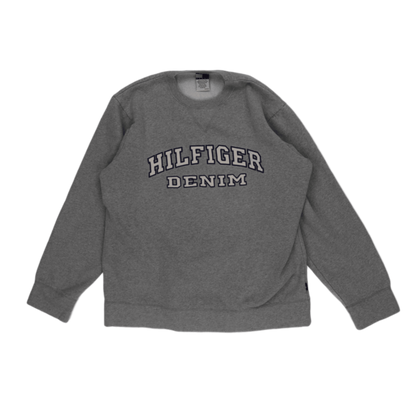 Tommy Hilfiger Vintage Grey Crew Neck Sweatshirt Men Size M 80 Cotton 20 Polyester