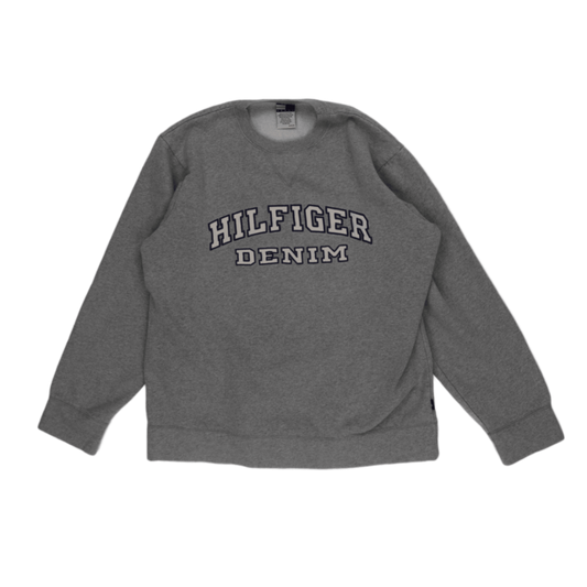 Tommy Hilfiger Vintage Grey Crew Neck Sweatshirt Men Size M 80 Cotton 20 Polyester
