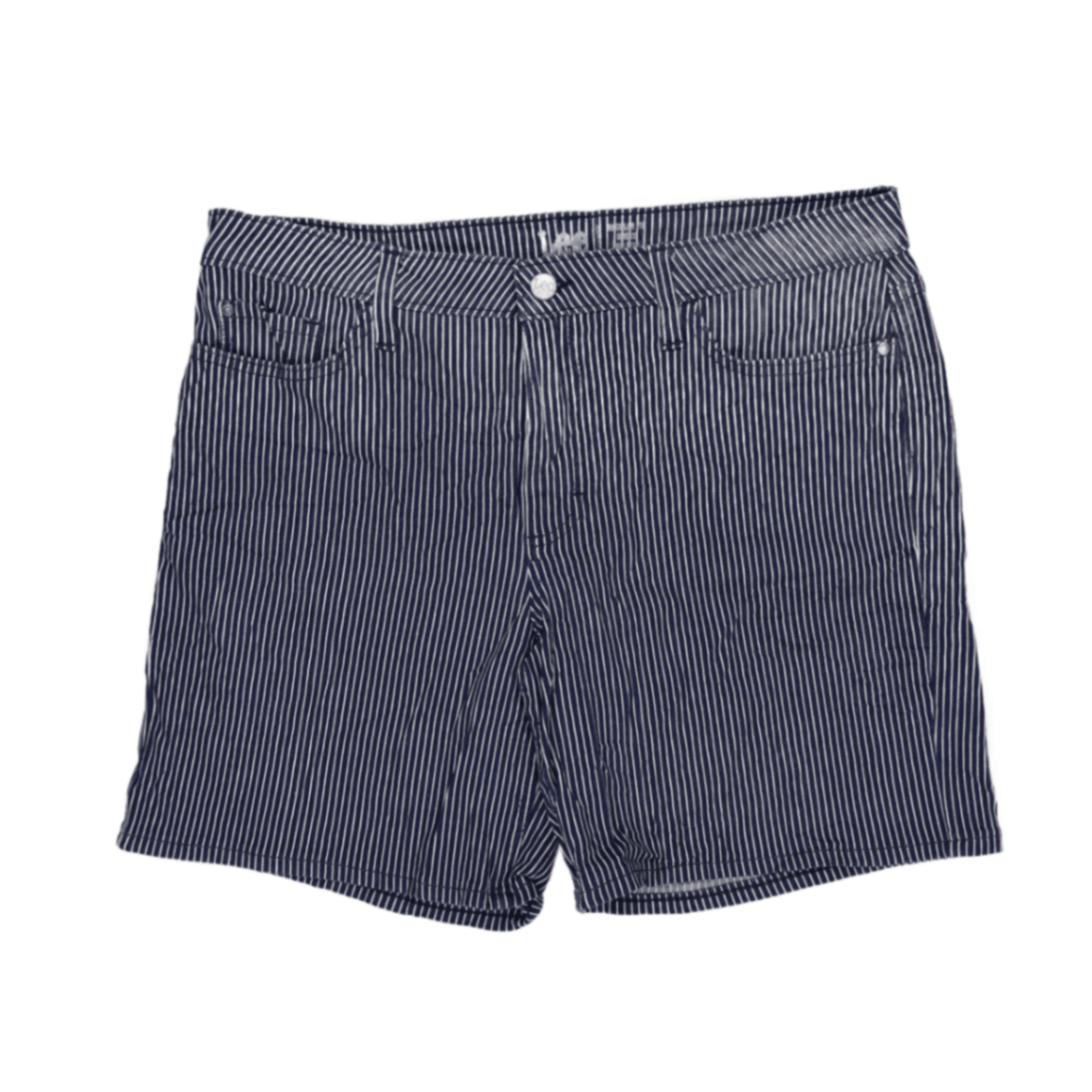 Lee Women's Navy Blue and White Striped Shorts Size 14 Medium 100 Percent Cotton 12 Inch Inseam