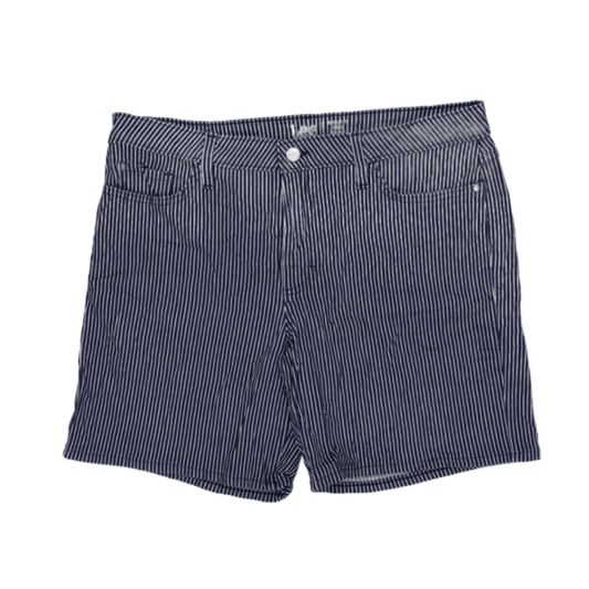 Lee Women's Navy Blue and White Striped Shorts Size 14 Medium 100 Percent Cotton 12 Inch Inseam