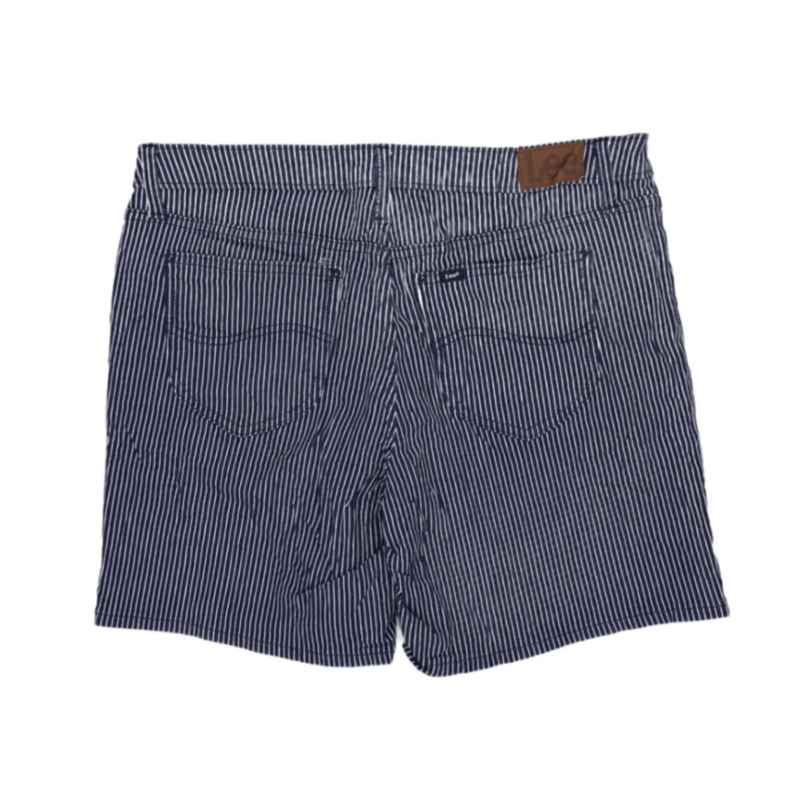 Lee Women's Navy Blue and White Striped Shorts Size 14 Medium 100 Percent Cotton 12 Inch Inseam