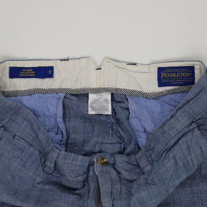 Pendleton Blue Cotton Chambray Shorts 34 Inch Waist 11 Inch Inseam Casual Style