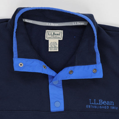 L.L. Bean Pullover Fleece Sweatshirt Navy Blue 2XLT Tall 60% Cotton 40% Polyester Stand Collar