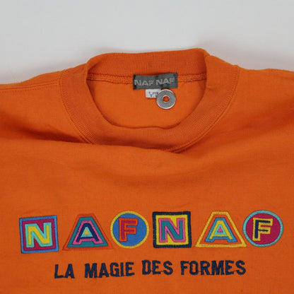 NAF NAF Vintage Orange Crew Neck Sweatshirt Large Cotton Blend Casual