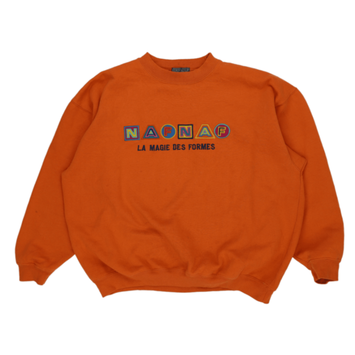 NAF NAF Vintage Orange Crew Neck Sweatshirt Large Cotton Blend Casual