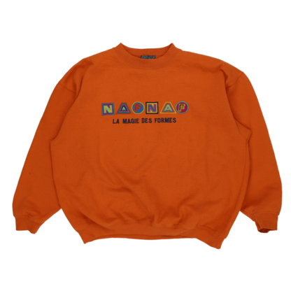 NAF NAF Vintage Orange Crew Neck Sweatshirt Large Cotton Blend Casual