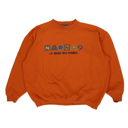 NAF NAF Vintage Orange Crew Neck Sweatshirt Large Cotton Blend Casual