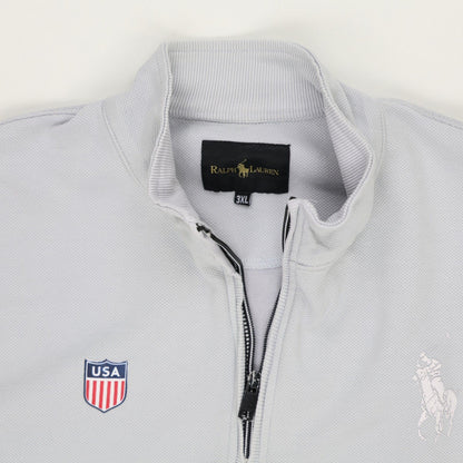 Ralph Lauren Polo Sport 1/4 Zip Sweatshirt Grey 3XL Cotton Blend High Neck
