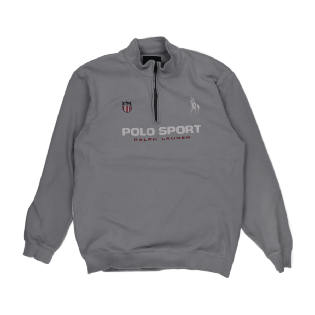 Ralph Lauren Polo Sport 1/4 Zip Sweatshirt Grey 3XL Cotton Blend High Neck