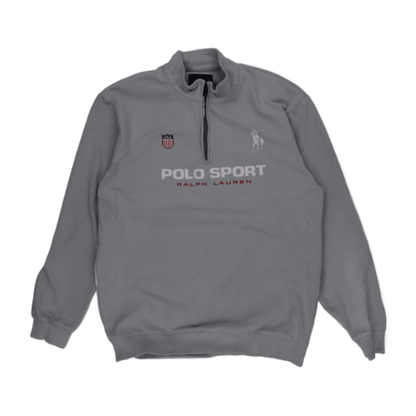 Ralph Lauren Polo Sport 1/4 Zip Sweatshirt Grey 3XL Cotton Blend High Neck