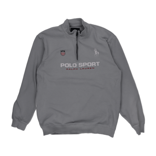 Ralph Lauren Polo Sport 1/4 Zip Sweatshirt Grey 3XL Cotton Blend High Neck