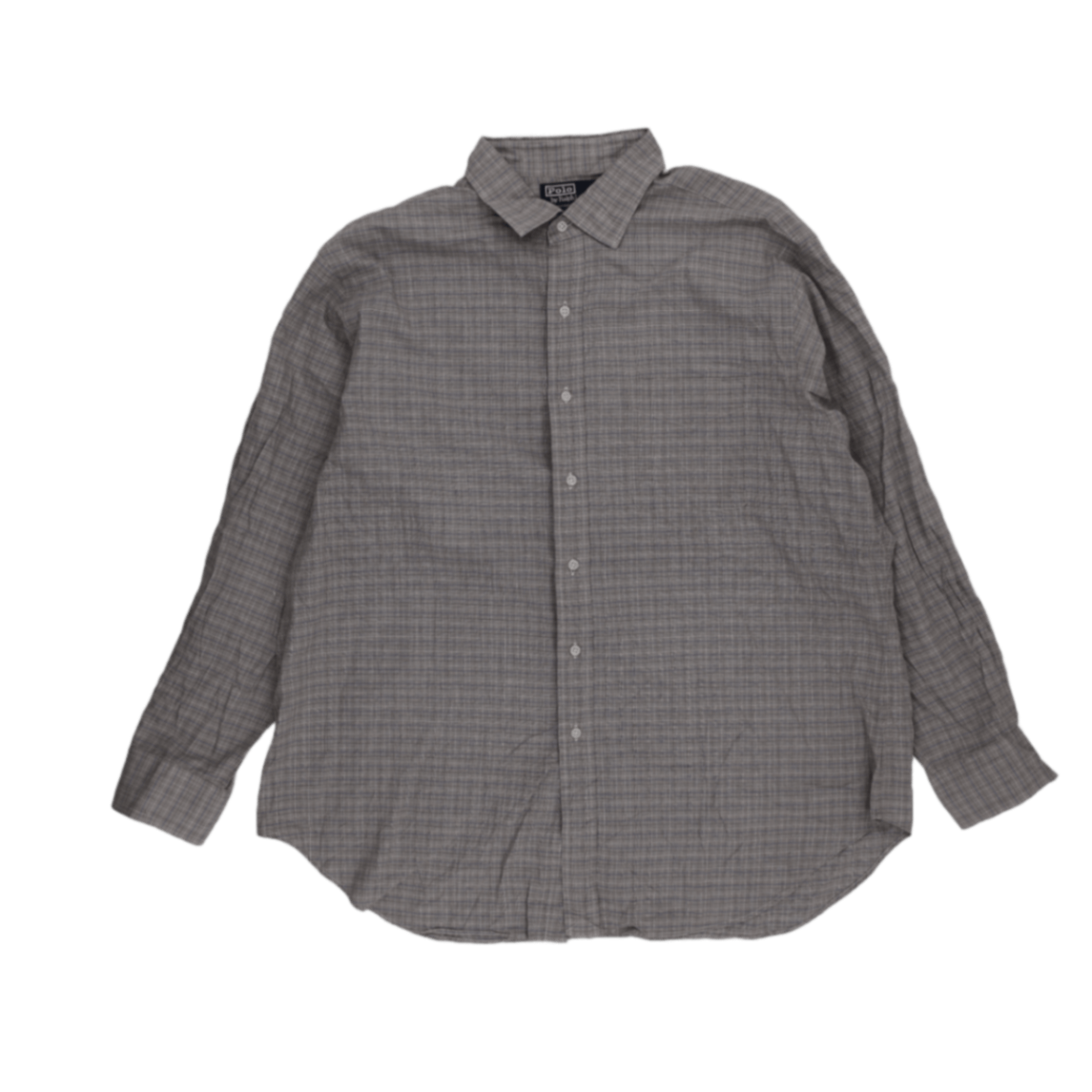 Polo Ralph Lauren Checked Shirt Grey 100 Percent Cotton Size 18.5 XXL Long Sleeve Collared