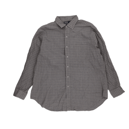 Polo Ralph Lauren Checked Shirt Grey 100 Percent Cotton Size 18.5 XXL Long Sleeve Collared