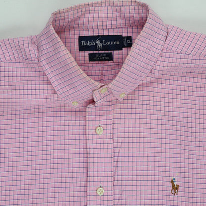 Ralph Lauren Blake Pink Checkered Button-down Collar Casual Shirt XL 100% Cotton