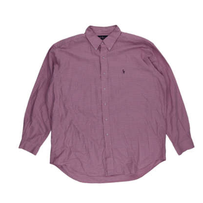 Ralph Lauren Blake Pink Checkered Button-down Collar Casual Shirt XL 100% Cotton