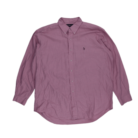 Ralph Lauren Blake Pink Checkered Button-down Collar Casual Shirt XL 100% Cotton