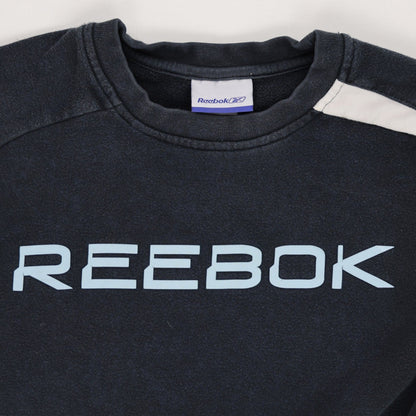 Reebok Vintage Navy Blue Crew Neck Sweatshirt Large Cotton Blend Pullover