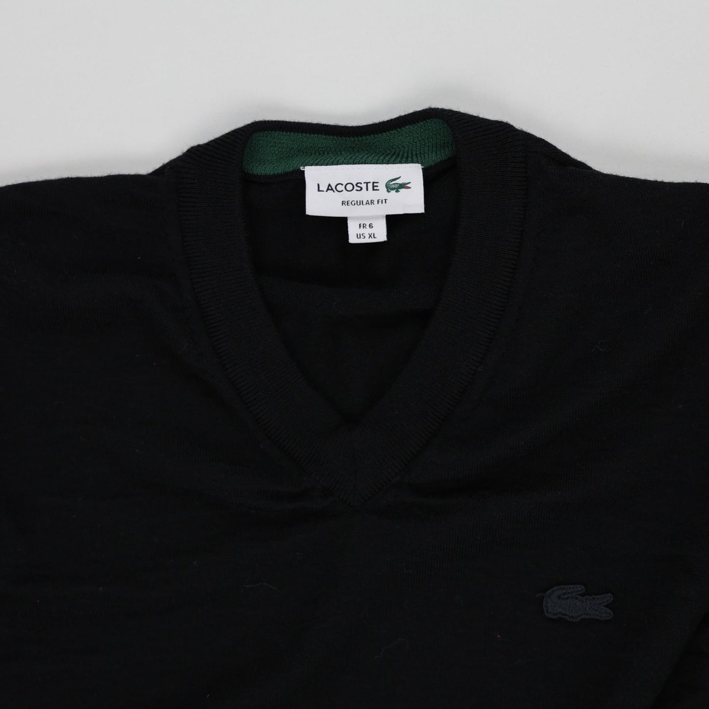 Lacoste Black V Neck Jumper Knit Fabric Men's XL