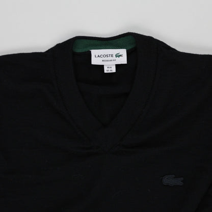 Lacoste Black V Neck Jumper Knit Fabric Men's XL
