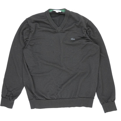 Lacoste Black V Neck Jumper Knit Fabric Men's XL