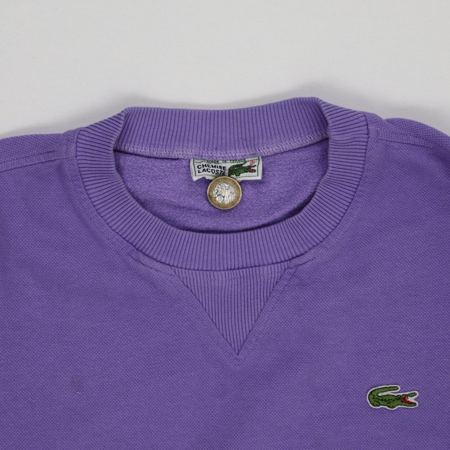 Lacoste Vintage Purple Crewneck Sweatshirt Unisex Medium Cotton