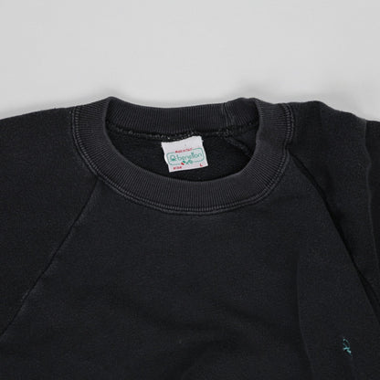 Benetton Vintage Black Crew Neck Sweatshirt Large Cotton Blend