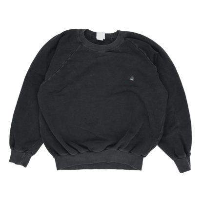 Benetton Vintage Black Crew Neck Sweatshirt Large Cotton Blend