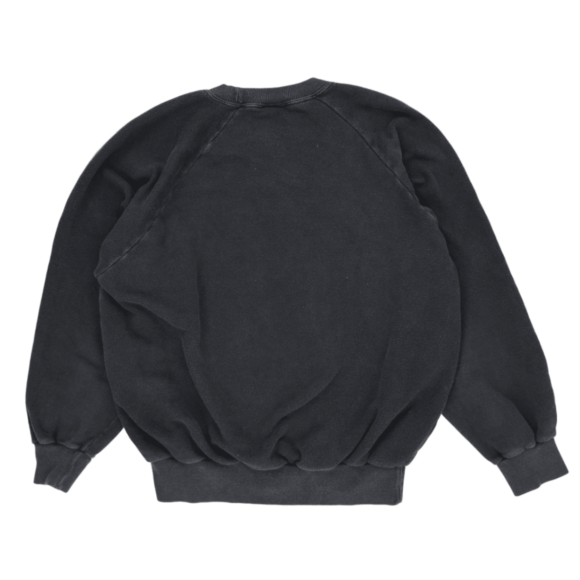 Benetton Vintage Black Crew Neck Sweatshirt Large Cotton Blend