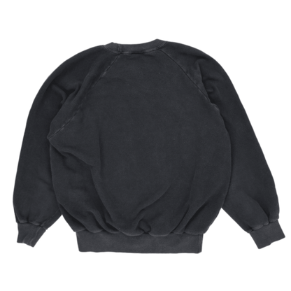 Benetton Vintage Black Crew Neck Sweatshirt Large Cotton Blend